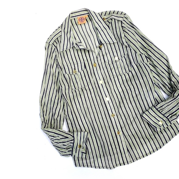 Tory Burch Tops - Plus Tory Burch Green Navy Button Up Top